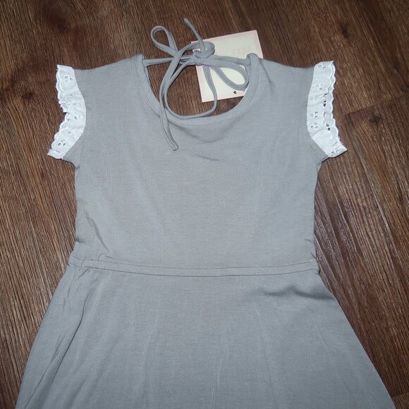 NWT Girls Well Dressed Wolf Day In May Soft Gray Long Maxi Dress Knit Lace sz 6 - Picture 4 of 5